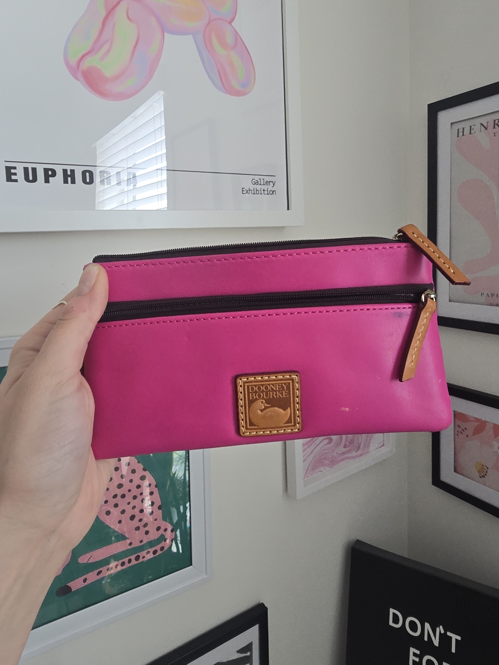 Dooney & Bourke Hot Pink Leather Wallet / Clutch